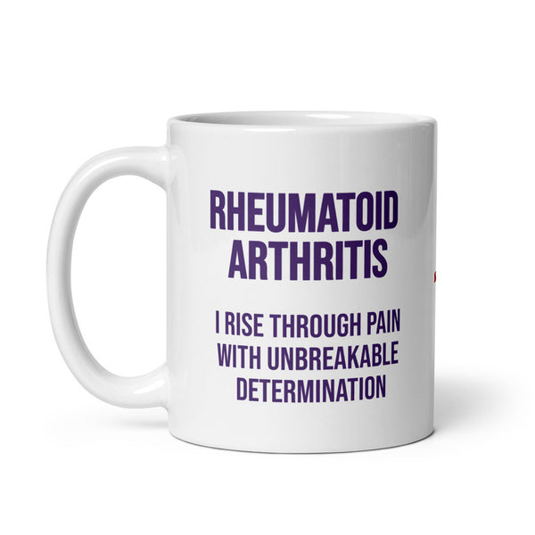 ILLTOCHILL RA awareness Rheumatoid Arthritis support gift White glossy mug – Default Handle on Left