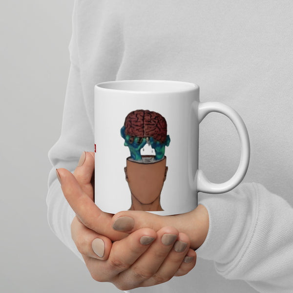 ILLTOCHILL IIH awareness Idiopathic Intracranial Hypertension support gift White glossy mug – Lifestyle 3 Handle on Right