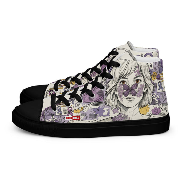ILLTOCHILL Lupus Awareness Women's High Top Shoes – Flat Left (Lupus Awareness Women's High Top Shoes)