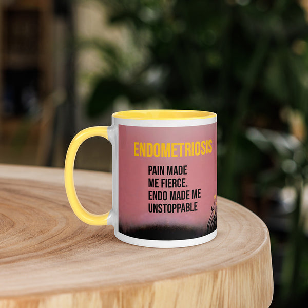 ILLTOCHILL Endometriosis awareness Endo warrior gift Mug with Color Inside – Lifestyle 5 Left