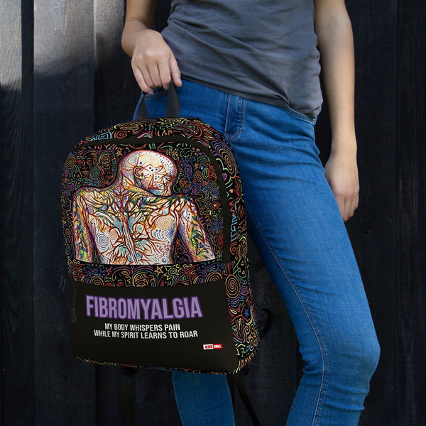 ILLTOCHILL Fibromyalgia Support Backpack – Women's Lifestyle Left (Black)