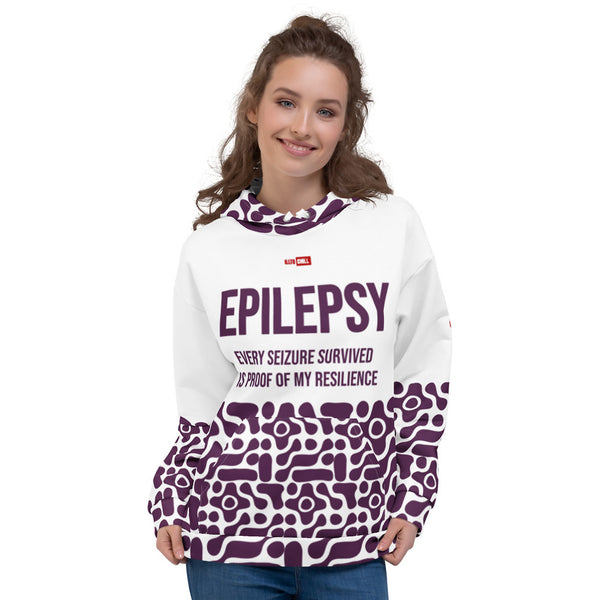 ILLTOCHILL Epilepsy awareness and support gift heavyweight Unisex Hoodie – Women's Front (White)