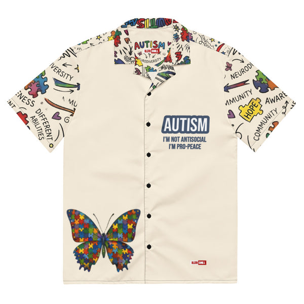 ILLTOCHILL Autism awareness and support Neurodiversity Unisex button shirt – Flat Front (Black)