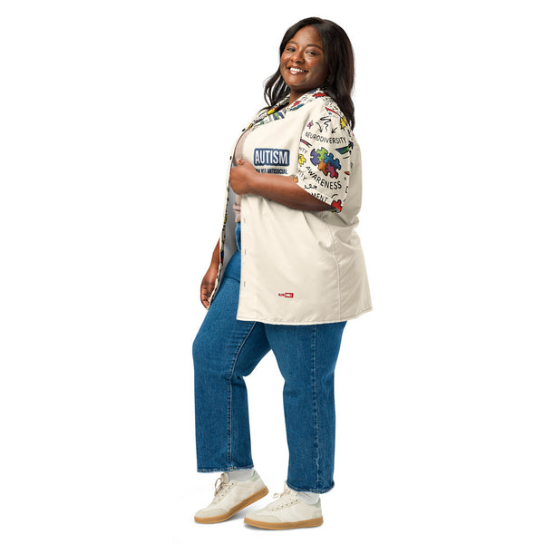 ILLTOCHILL Autism awareness and support Neurodiversity Unisex button shirt – Women's 3 Left (Black)