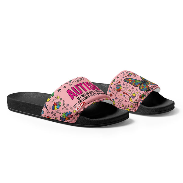ILLTOCHILL Autism Awareness Women's Slides – Flat Right Front (Autism Awareness Women's Slides)