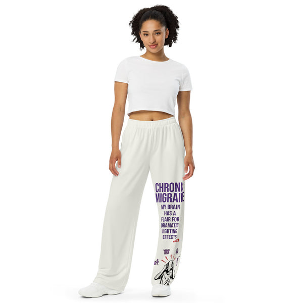 ILLTOCHILL Chronic Migraine Awareness Pants – Women's Front (White)
