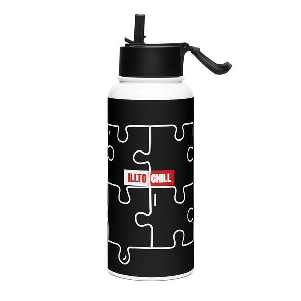ILLTOCHILL Autism awareness neurodiversity gift Stainless steel water bottle with a straw lid – Flat Left