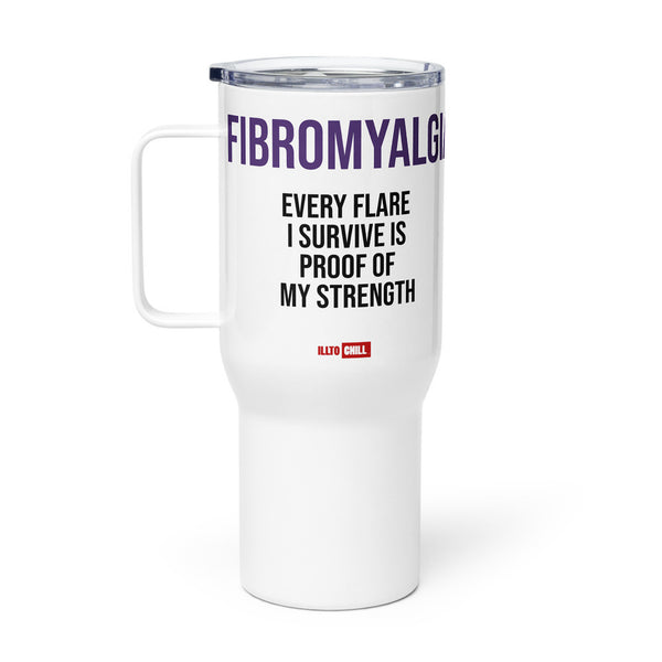 ILLTOCHILL Fibromyalgia awareness fibro gift Travel mug with a handle – Flat Right