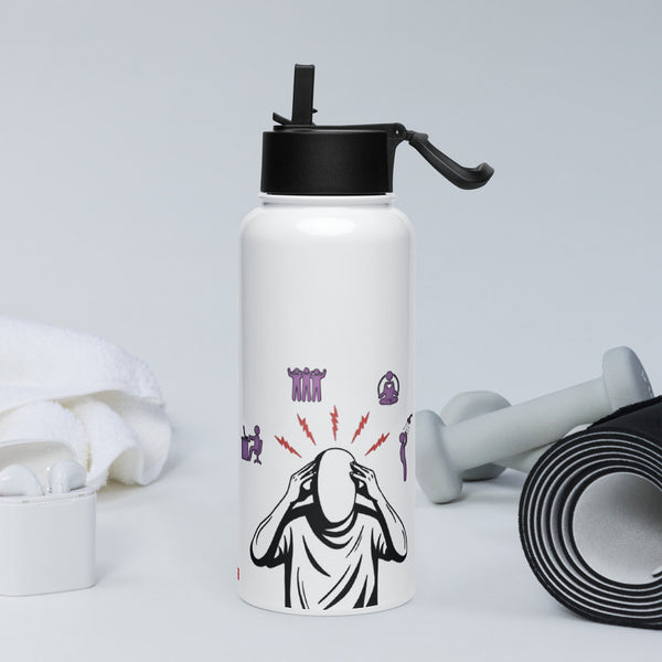 ILLTOCHILL Chronic Migraine awareness gift Stainless steel water bottle with a straw lid – Lifestyle 2 Left