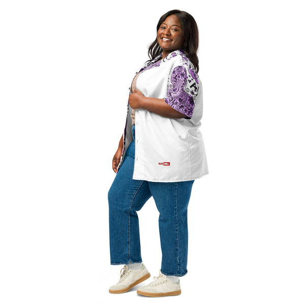 ILLTOCHILL Fibromyalgia awareness Unisex button shirt – Women's 3 Left (Black)