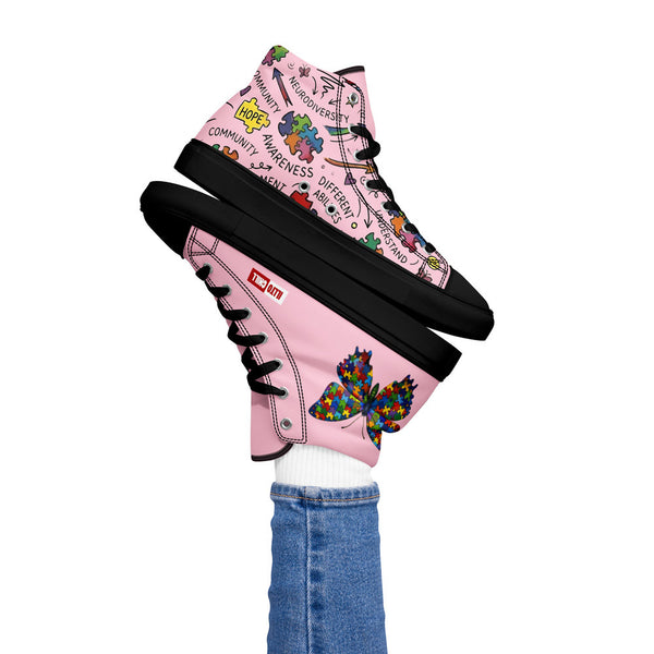 ILLTOCHILL Autism Awareness Women's High Top Shoes – Women's Lifestyle 2 Left (Autism Awareness Women's High Top Shoes)