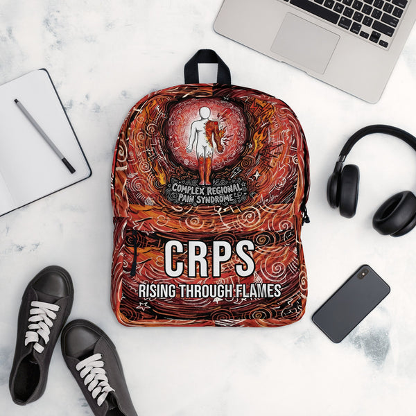 ILLTOCHILL CRPS Awareness Backpack – Flat Lifestyle Front (Black)