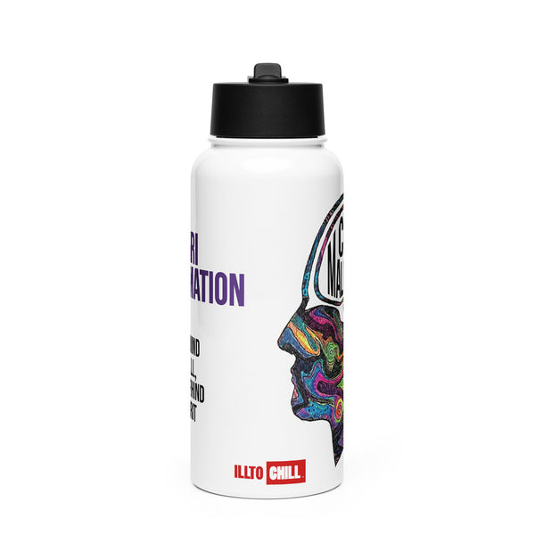 ILLTOCHILL CM Chiari Malformation awareness gift Stainless steel water bottle with a straw lid – Flat Front