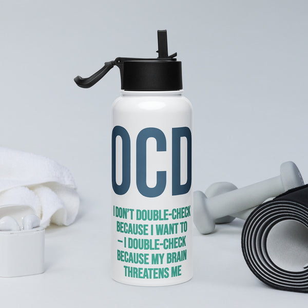 ILLTOCHILL OCD awareness Obsessive-Compulsive Disorder gift Stainless steel water bottle with a straw lid – Lifestyle 2 Right