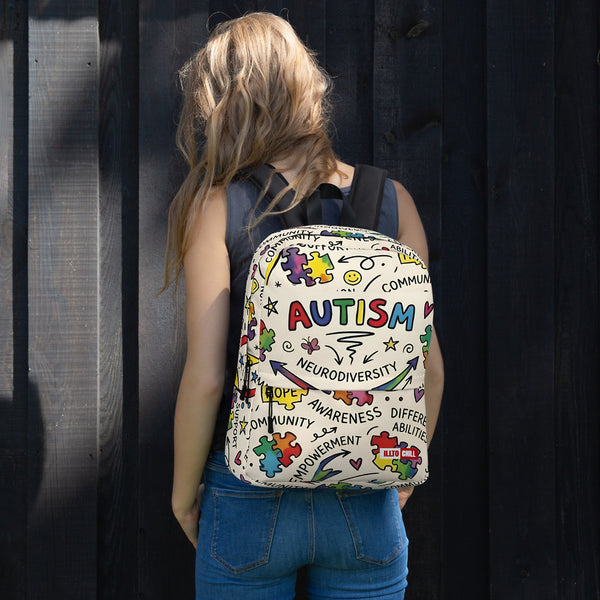 ILLTOCHILL Autism Awareness Backpack – Women's Lifestyle Front (Clear)