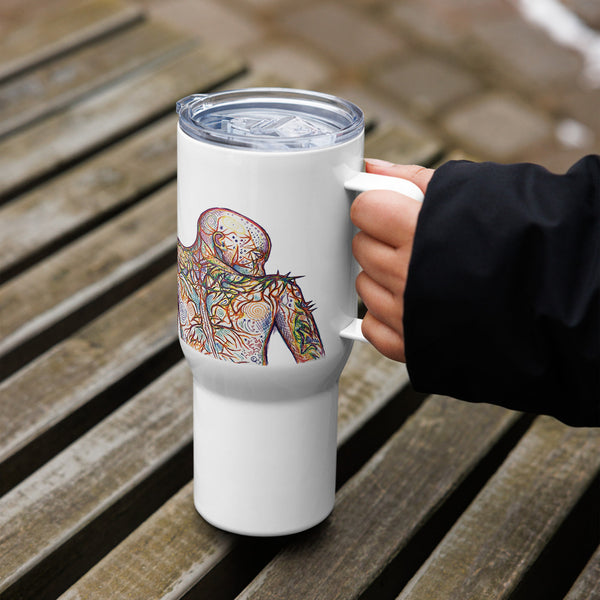 ILLTOCHILL Fibromyalgia awareness fibro gift Travel mug with a handle – Lifestyle 6 Left