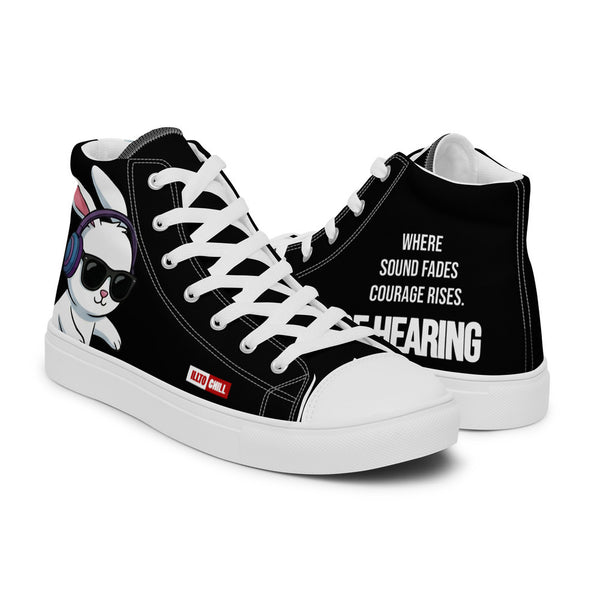 ILLTOCHILL Hard of hearing support gift for hearing impaired Men’s high top canvas shoes – Flat 3 Right