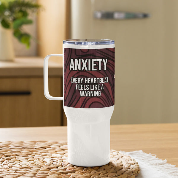 ILLTOCHILL Anxiety awareness gift Travel mug with a handle – Lifestyle 2 Right