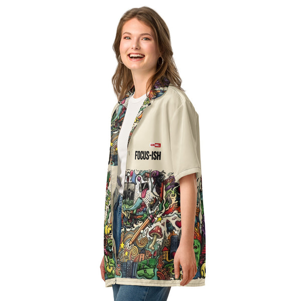 ILLTOCHILL Adhd Attention deficit awareness Unisex button shirt – Women's 2 Left Front (Black)