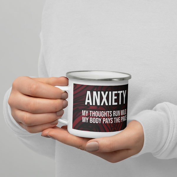 ILLTOCHILL Anxiety awareness gift Enamel Mug – Lifestyle 7 Left