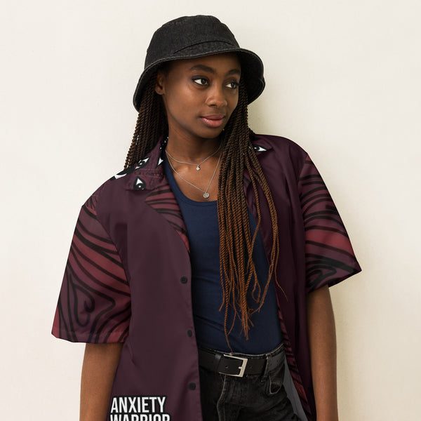 ILLTOCHILL Anxiety awareness Unisex button shirt – Women's Lifestyle Right Front (Black)