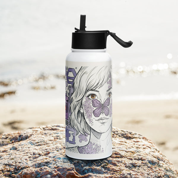 ILLTOCHILL Lupus awareness gift Stainless steel water bottle with a straw lid – Lifestyle 3 Left