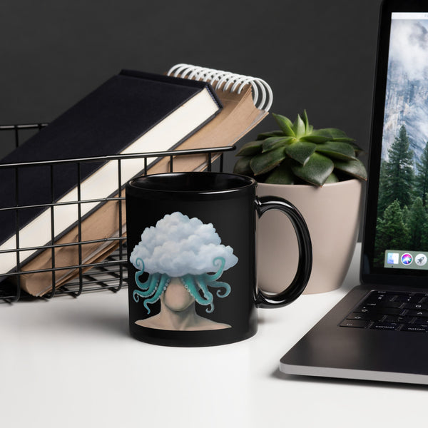 ILLTOCHILL OCD awareness Obsessive-Compulsive Disorder gift Black Glossy Mug – Lifestyle Handle on Right