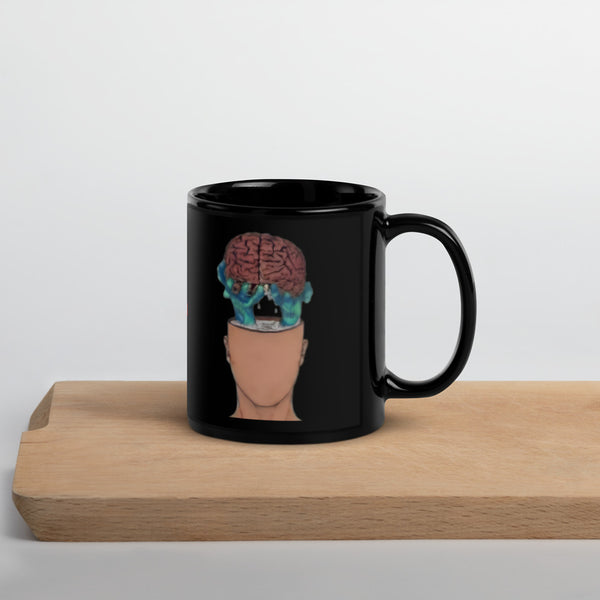 ILLTOCHILL IIH awareness Idiopathic Intracranial Hypertension support gift Black Glossy Mug – Lifestyle 3 Handle on Right