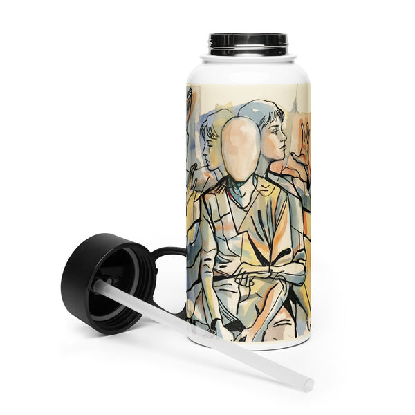 ILLTOCHILL Tourette syndrome awareness TS gift Stainless steel water bottle with a straw lid – Flat 2 Left