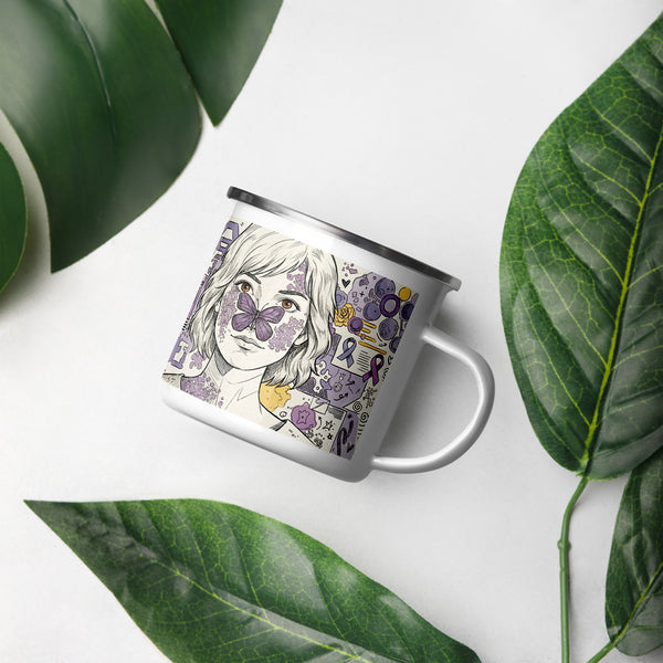 ILLTOCHILL Lupus awareness gift Enamel Mug – Lifestyle Right