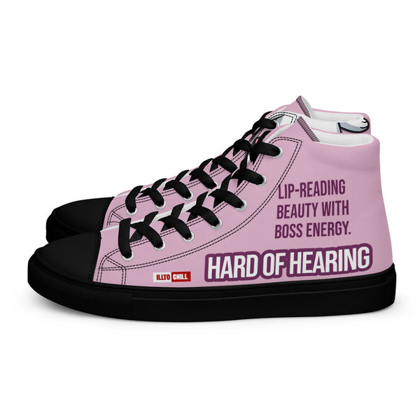 ILLTOCHILL Hard of Hearing Awareness Women's High Top Shoes – Flat Left (Hard Of Hearing Awareness Women's High Top Shoes)