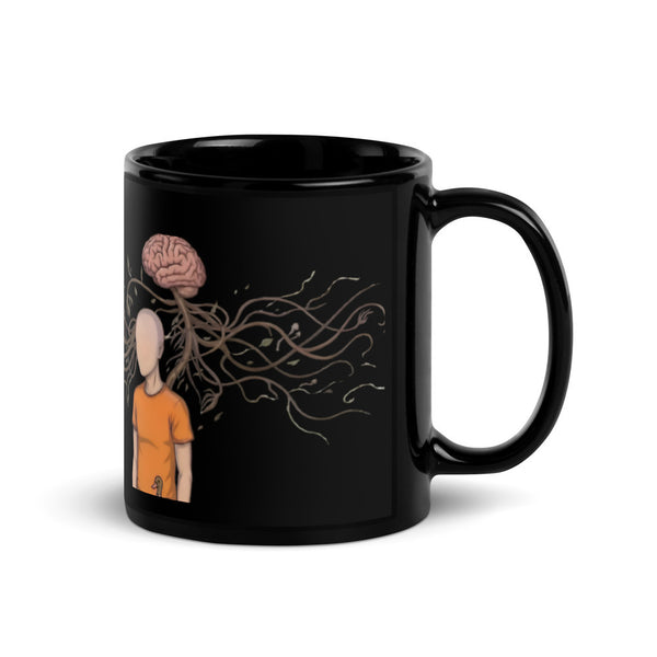 ILLTOCHILL MS awareness Multiple Sclerosis support gift Black Glossy Mug – Flat Handle on Right