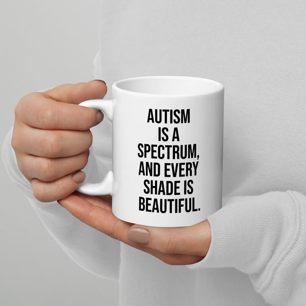 ILLTOCHILL Autism awareness neurodiversity gift White glossy mug – Lifestyle 3 Handle on Left