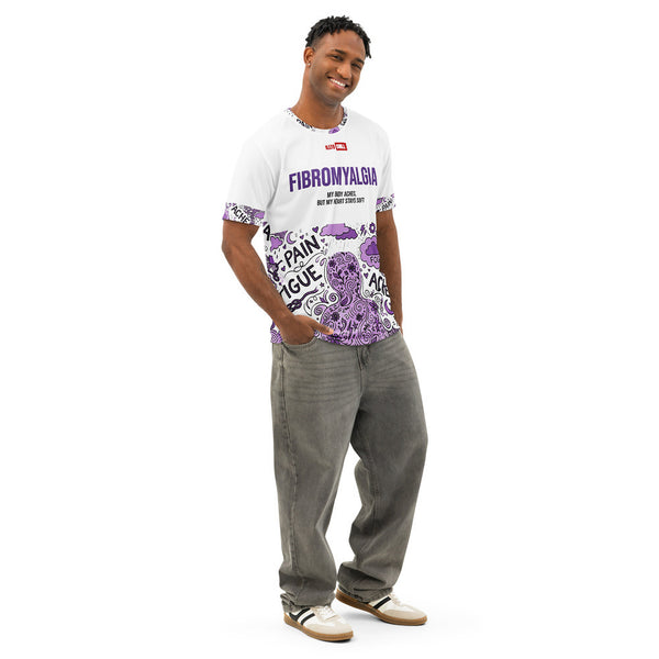 ILLTOCHILL Fibromyalgia Support T-Shirt – Men's Right Front (White)