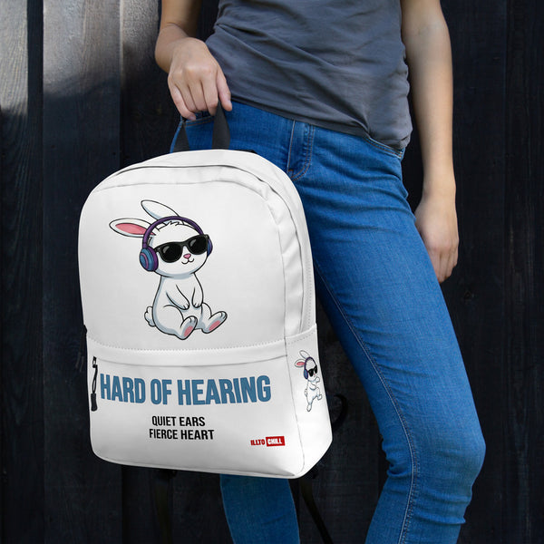 ILLTOCHILL Hard of Hearing Awareness Backpack – Women's Lifestyle Left (Clear)