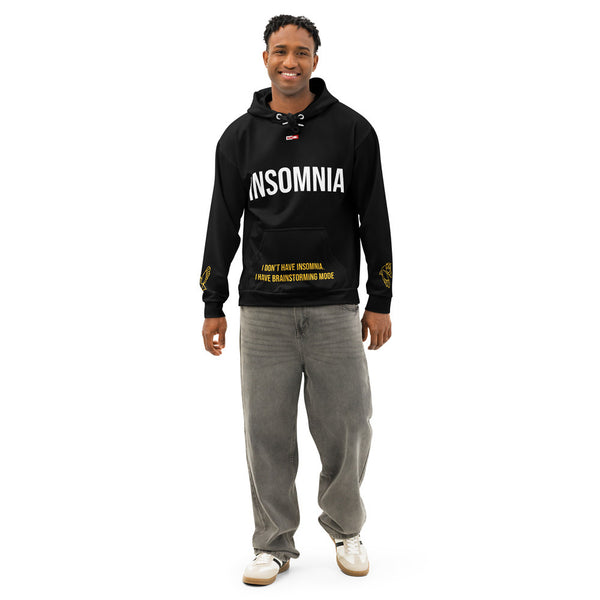 ILLTOCHILL Insomnia Night Owl Unisex Cotton Hoodie – Men's Front (Black)