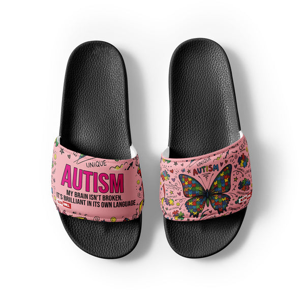 ILLTOCHILL Autism Awareness Women's Slides – Flat Front 2 (Autism Awareness Women's Slides)