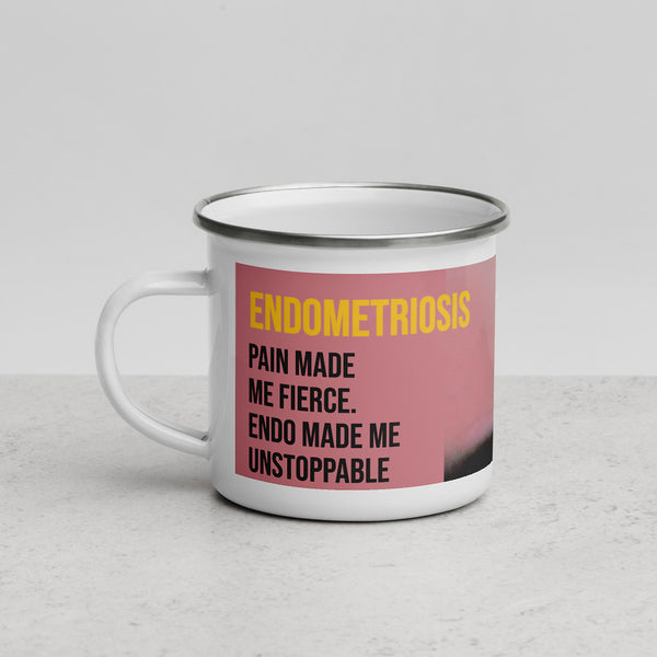 ILLTOCHILL Endometriosis awareness Endo warrior gift Enamel Mug – Lifestyle 3 Left