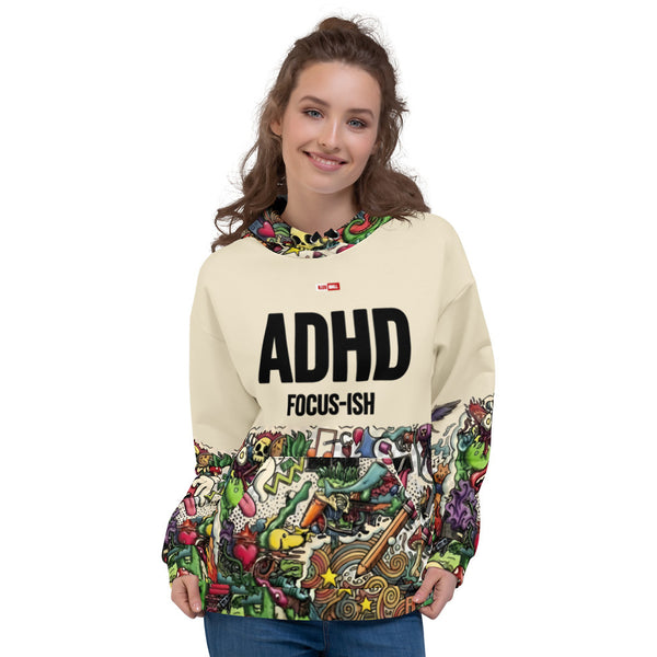 ILLTOCHILL ADHD awareness Attention Deficit Hyperactivity Disorder heavyweight Unisex Hoodie – Women's Front (Black)