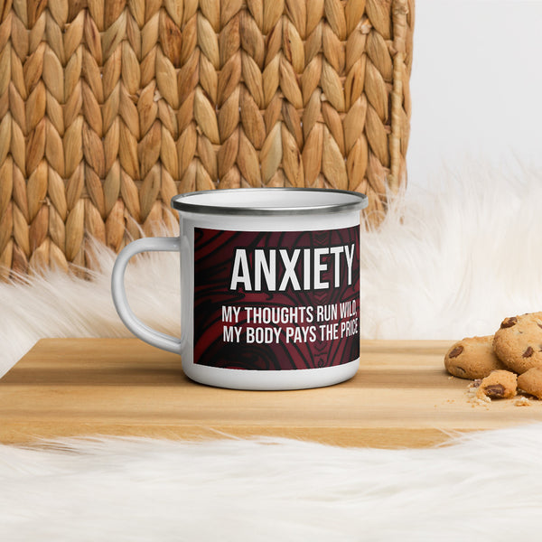 ILLTOCHILL Anxiety awareness gift Enamel Mug – Lifestyle 4 Left