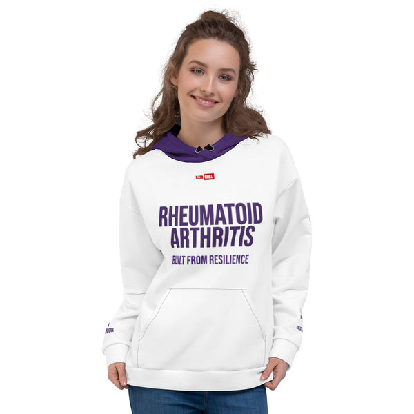 ILLTOCHILL RA awareness Rheumatoid Arthritis support gift heavyweight Unisex Hoodie – Women's Front (Black)