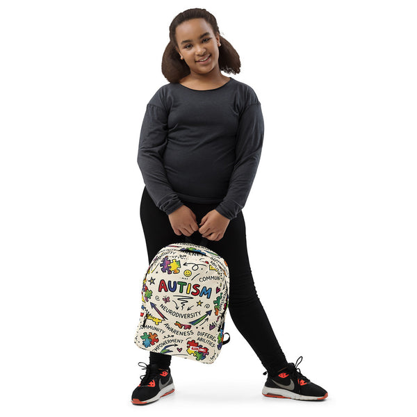 ILLTOCHILL Autism Awareness Backpack – Girl's Front (Clear)