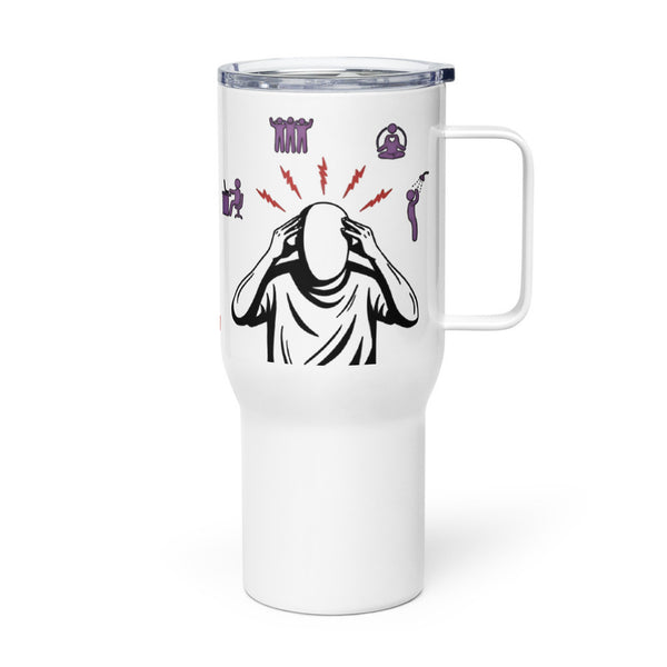 ILLTOCHILL Chronic Migraine awareness and support gift Travel mug with a handle – Flat Left