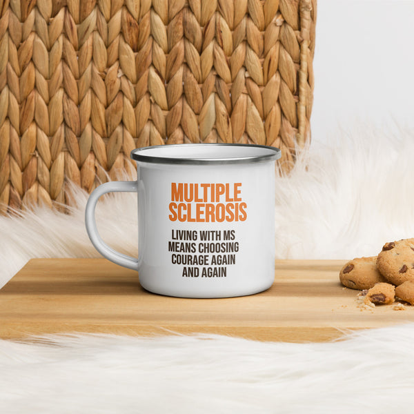 ILLTOCHILL MS awareness Multiple Sclerosis support gift Enamel Mug – Lifestyle 4 Left
