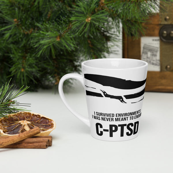 ILLTOCHILL CPTSD awareness Complex Post-Traumatic Stress disorder gift Latte mug – Lifestyle 3 Left