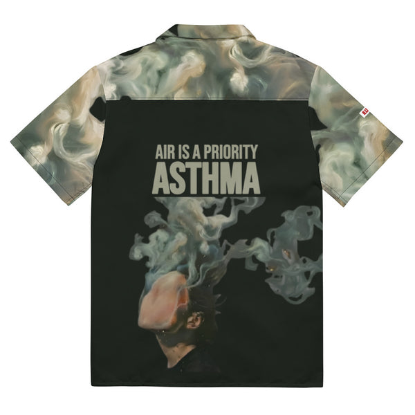 ILLTOCHILL Asthma awareness support Unisex button shirt – Flat Back (Black)