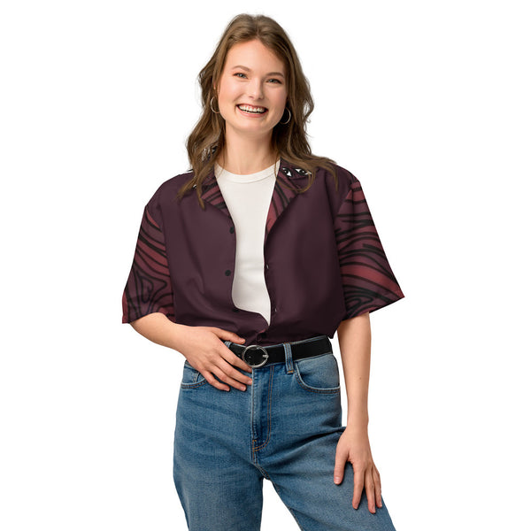 ILLTOCHILL Anxiety awareness Unisex button shirt – Women's 2 Front (Black)