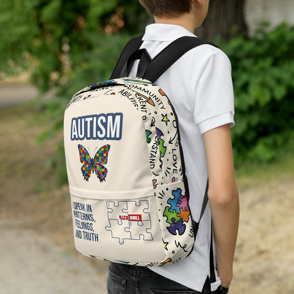 ILLTOCHILL Autism Awareness Backpack – Lifestyle Right (Clear)