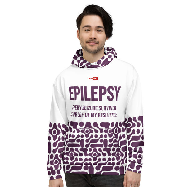 ILLTOCHILL Epilepsy awareness and support gift heavyweight Unisex Hoodie – Men's Front (White)