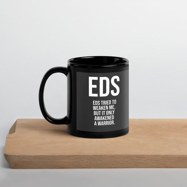 ILLTOCHILL EDS ehler danlos syndrome awareness gift Black Glossy Mug – Lifestyle 3 Handle on Left